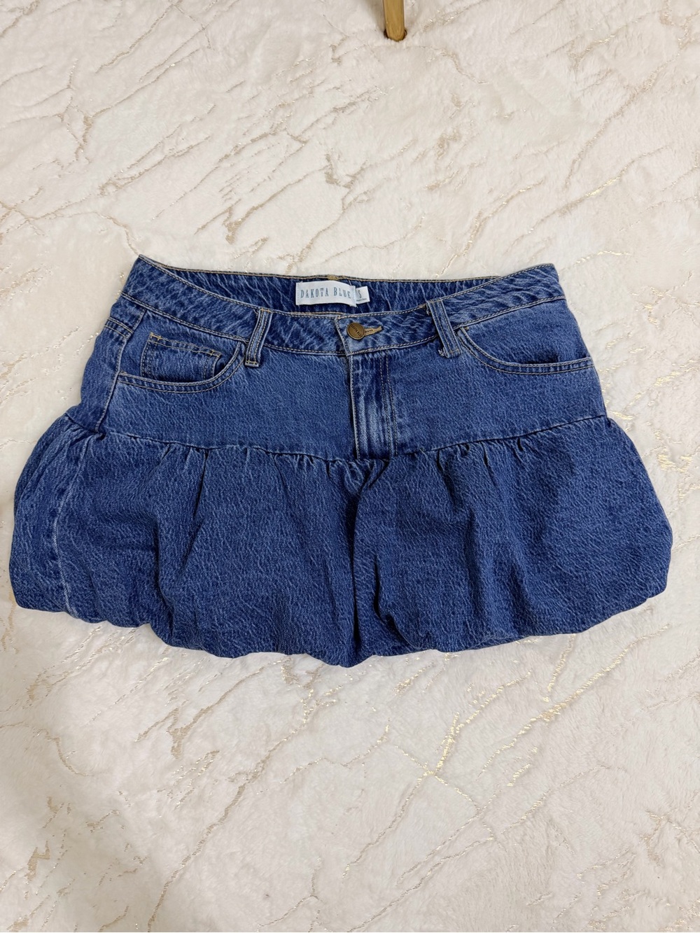 Denim Mini Balloon Skirt